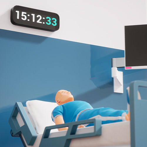 Gameplay VR-Training - Patient liegt in Krankenbett